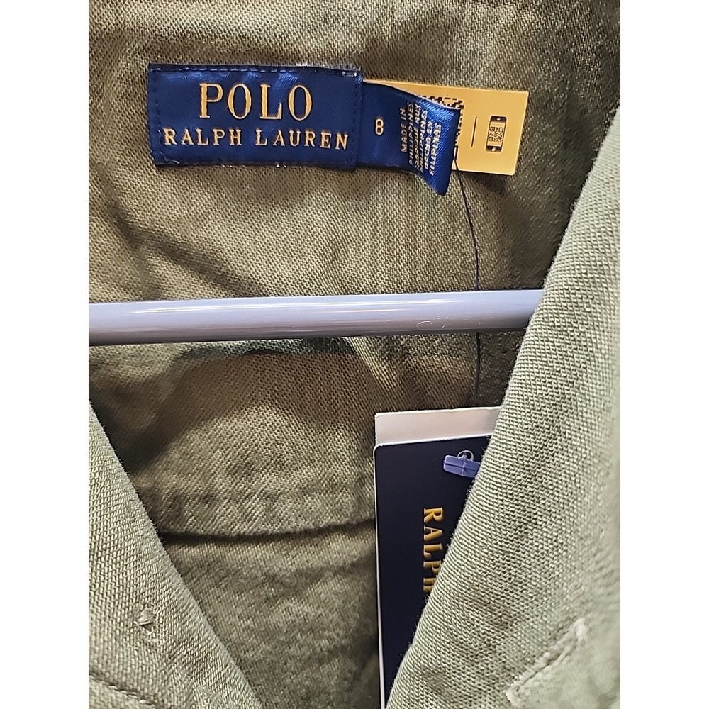 POLO‎ RALPH LAUREN Belted Cotton Shirt jacket Olive Green Sz 08 NWT - Picture 7 of 8